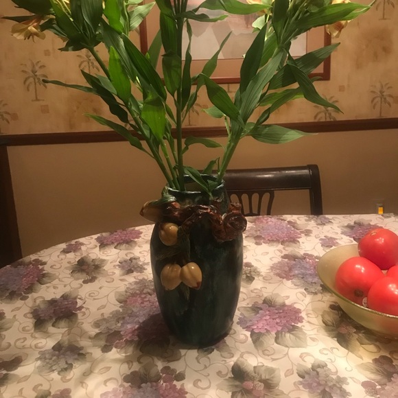 HAND CRAFTED VASE ADDED VINES AND FRUIT - Picture 10 of 16
